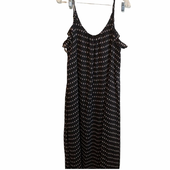 Who What Wear Black Abstract Floral MIDI Dress - Picture 1 of 7